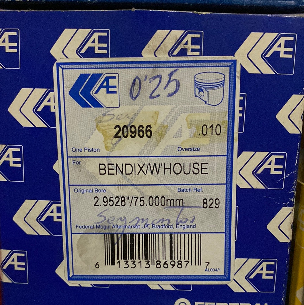 Piston Set BENDIX/W'HOUSE 20966 STD 75mm